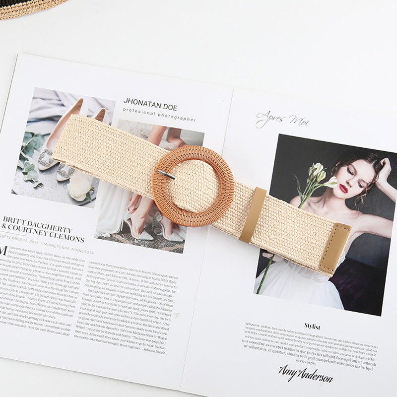 Cotton And Linen Straw Woven Belt Women Cotton And Linen Straw Woven Belt Women